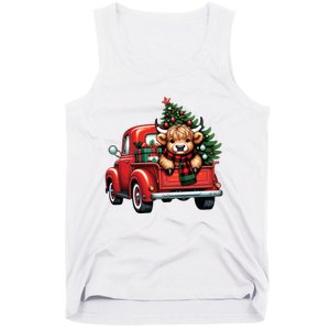 Christmas Cow Lights Red Truck Christmas Tree Tank Top