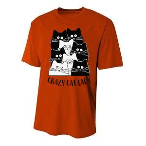 Crazy Cat Lady Funny Women Kitty Kitten Lover Cat Performance Sprint T-Shirt