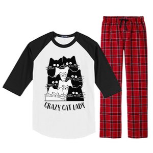 Crazy Cat Lady Funny Women Kitty Kitten Lover Cat Raglan Sleeve Pajama Set