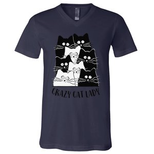 Crazy Cat Lady Funny Women Kitty Kitten Lover Cat V-Neck T-Shirt