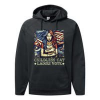 Childless Cat Ladies Vote Kamala Harris 2024 Performance Fleece Hoodie