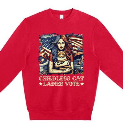 Childless Cat Ladies Vote Kamala Harris 2024 Premium Crewneck Sweatshirt