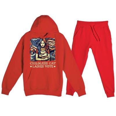 Childless Cat Ladies Vote Kamala Harris 2024 Premium Hooded Sweatsuit Set