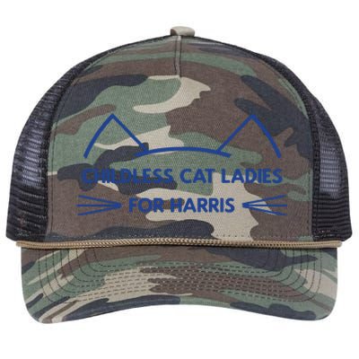 Childless Cat Ladies Vote Kamala Harris President 2024 Retro Rope Trucker Hat Cap