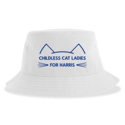 Childless Cat Ladies Vote Kamala Harris President 2024 Sustainable Bucket Hat