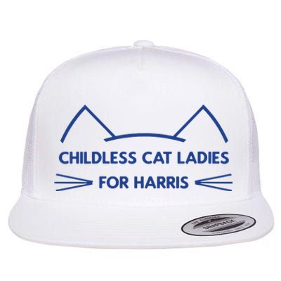 Childless Cat Ladies Vote Kamala Harris President 2024 Flat Bill Trucker Hat