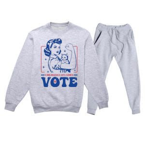 Childless Cat Ladies Vote Retro Election 2024 Usa Premium Crewneck Sweatsuit Set