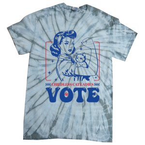 Childless Cat Ladies Vote Retro Election 2024 Usa Tie-Dye T-Shirt