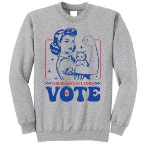 Childless Cat Ladies Vote Retro Election 2024 Usa Tall Sweatshirt