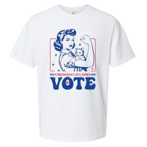 Childless Cat Ladies Vote Retro Election 2024 Usa Sueded Cloud Jersey T-Shirt