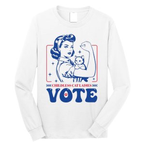 Childless Cat Ladies Vote Retro Election 2024 Usa Long Sleeve Shirt