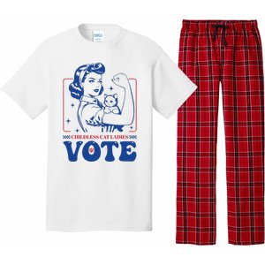 Childless Cat Ladies Vote Retro Election 2024 Usa Pajama Set