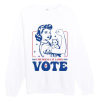 Childless Cat Ladies Vote Retro Election 2024 Usa Premium Crewneck Sweatshirt