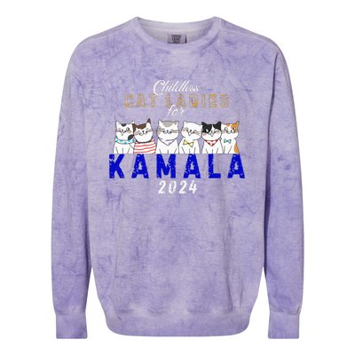 Childless Cat Ladies Vote For Kamala Harris 2024 Election Colorblast Crewneck Sweatshirt