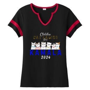 Childless Cat Ladies Vote For Kamala Harris 2024 Election Ladies Halftime Notch Neck Tee