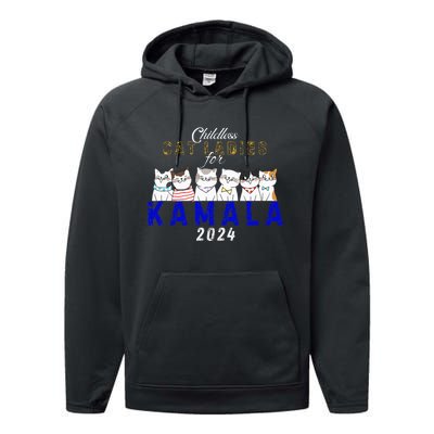 Childless Cat Ladies Vote For Kamala Harris 2024 Election Performance Fleece Hoodie