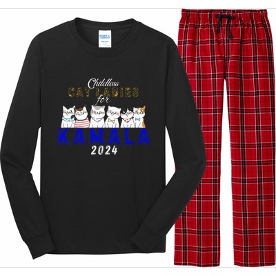 Childless Cat Ladies Vote For Kamala Harris 2024 Election Long Sleeve Pajama Set