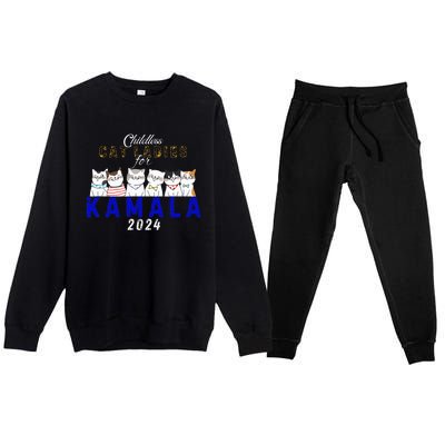 Childless Cat Ladies Vote For Kamala Harris 2024 Election Premium Crewneck Sweatsuit Set