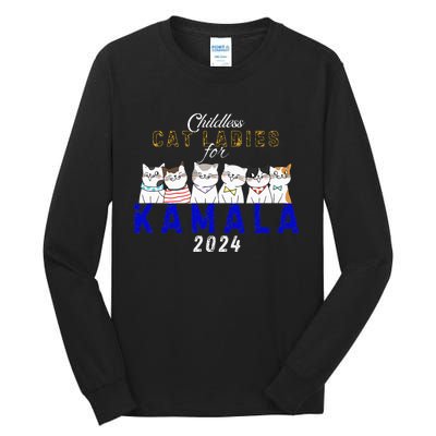 Childless Cat Ladies Vote For Kamala Harris 2024 Election Tall Long Sleeve T-Shirt