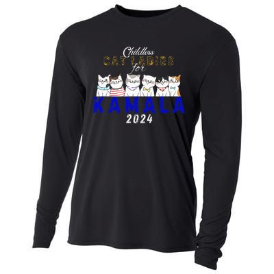 Childless Cat Ladies Vote For Kamala Harris 2024 Election Cooling Performance Long Sleeve Crew