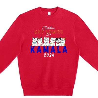 Childless Cat Ladies Vote For Kamala Harris 2024 Election Premium Crewneck Sweatshirt