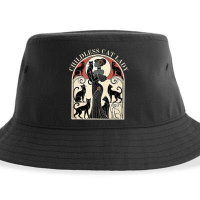 Childless Cat Ladies Cat Karma Retro Funny Gift Sustainable Bucket Hat