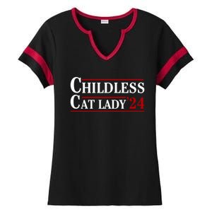 Childless Cat Lady 2024 Ladies Halftime Notch Neck Tee