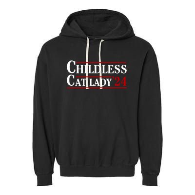 Childless Cat Lady 2024 Garment-Dyed Fleece Hoodie