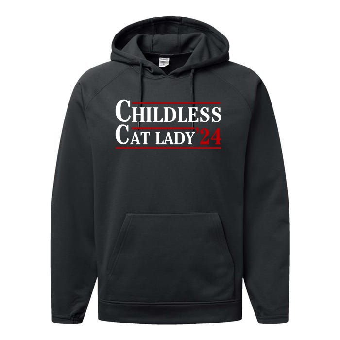 Childless Cat Lady 2024 Performance Fleece Hoodie