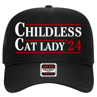 Childless Cat Lady 2024 High Crown Mesh Back Trucker Hat