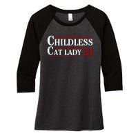 Childless Cat Lady 2024 Women's Tri-Blend 3/4-Sleeve Raglan Shirt