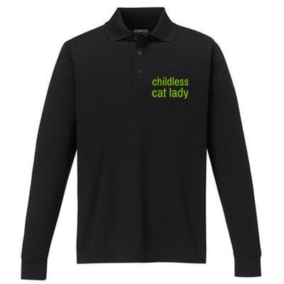 Childless Cat Lady Funny Vote 2024 Performance Long Sleeve Polo