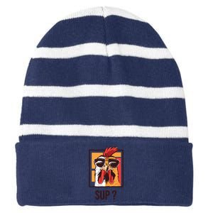 Cute Chicken Lover Gardening Farmer Henhouse Coop Chicken Striped Beanie with Solid Band