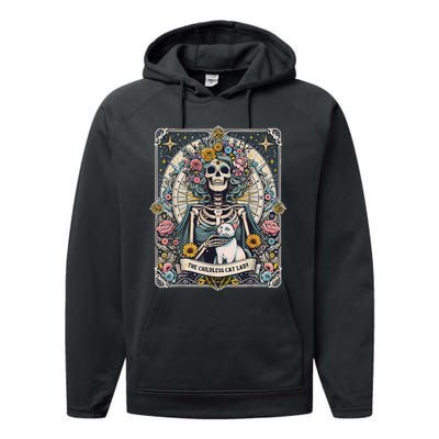 Childless Cat Lady Tarot Card Performance Fleece Hoodie