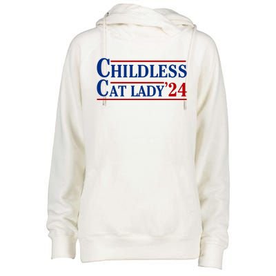 Childless Cat Lady 2024 Womens Funnel Neck Pullover Hood