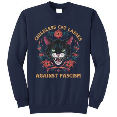 Childless Cat Lady Ladies Against Fascism Kamala 2024 Tall Sweatshirt