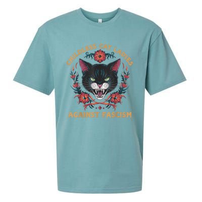 Childless Cat Lady Ladies Against Fascism Kamala 2024 Sueded Cloud Jersey T-Shirt