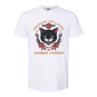 Childless Cat Lady Ladies Against Fascism Kamala 2024 Softstyle CVC T-Shirt