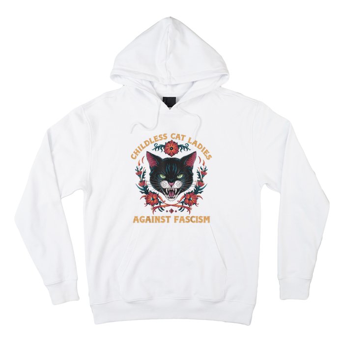 Childless Cat Lady Ladies Against Fascism Kamala 2024 Hoodie