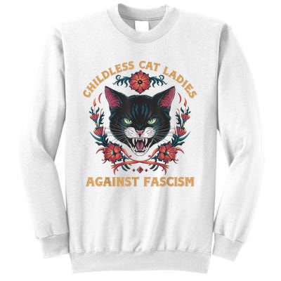 Childless Cat Lady Ladies Against Fascism Kamala 2024 Sweatshirt