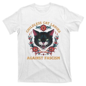 Childless Cat Lady Ladies Against Fascism Kamala 2024 T-Shirt