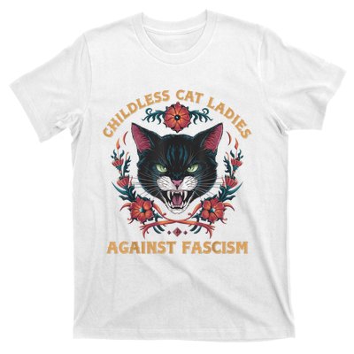 Childless Cat Lady Ladies Against Fascism Kamala 2024 T-Shirt