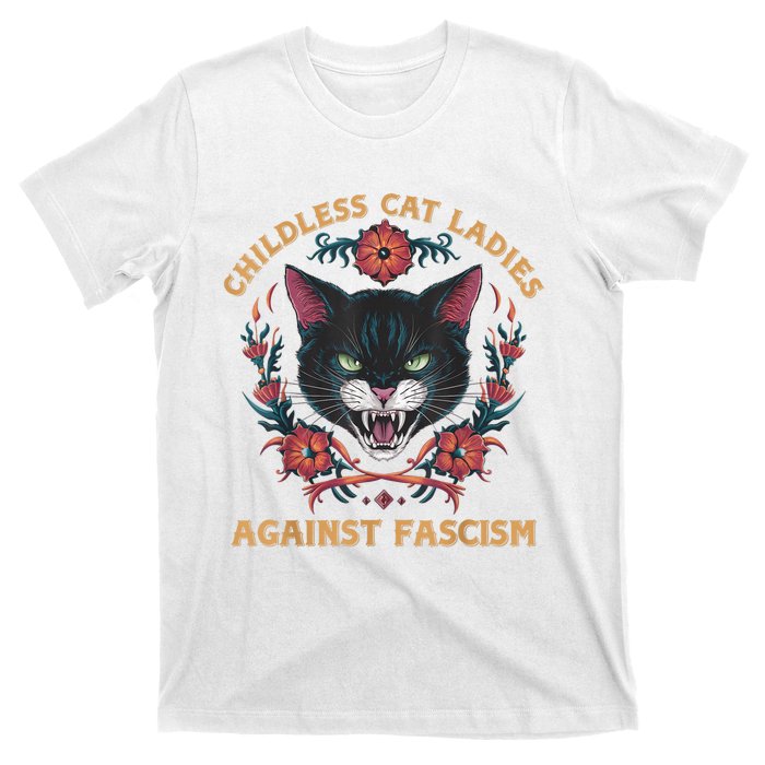 Childless Cat Lady Ladies Against Fascism Kamala 2024 T-Shirt