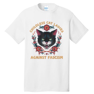 Childless Cat Lady Ladies Against Fascism Kamala 2024 Tall T-Shirt