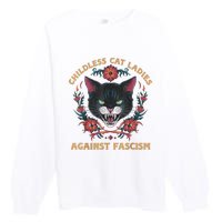 Childless Cat Lady Ladies Against Fascism Kamala 2024 Premium Crewneck Sweatshirt