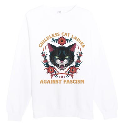 Childless Cat Lady Ladies Against Fascism Kamala 2024 Premium Crewneck Sweatshirt