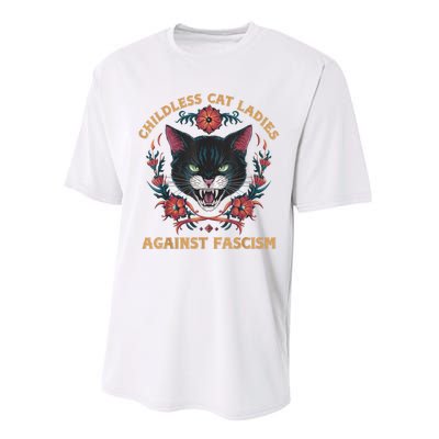 Childless Cat Lady Ladies Against Fascism Kamala 2024 Performance Sprint T-Shirt