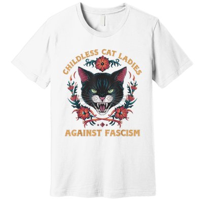 Childless Cat Lady Ladies Against Fascism Kamala 2024 Premium T-Shirt