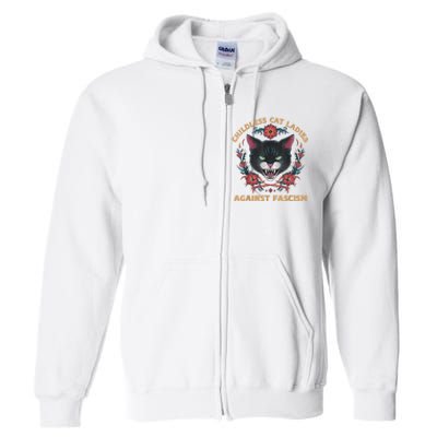 Childless Cat Lady Ladies Against Fascism Kamala 2024 Full Zip Hoodie