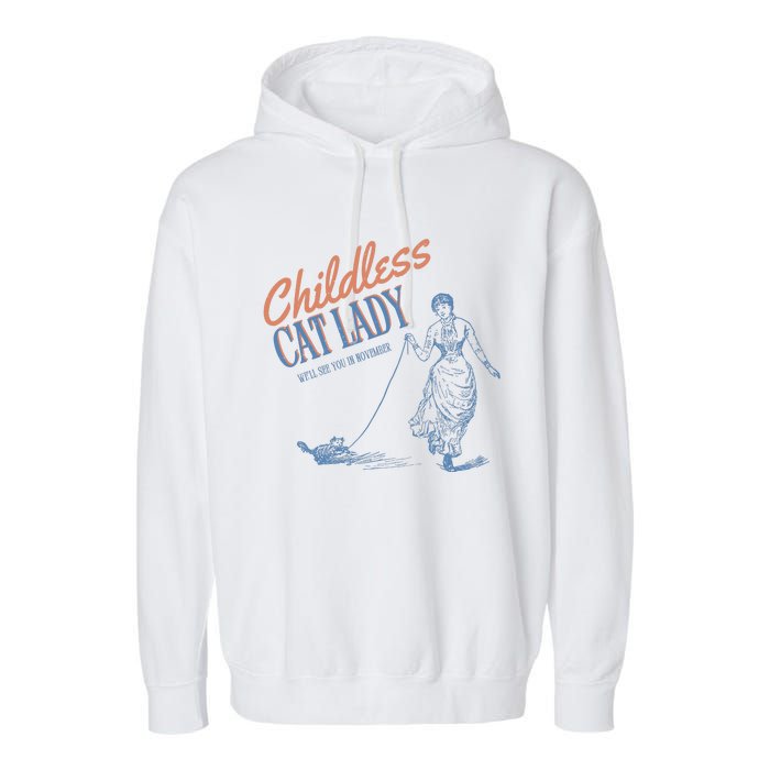 Childless Cat Lady Garment-Dyed Fleece Hoodie